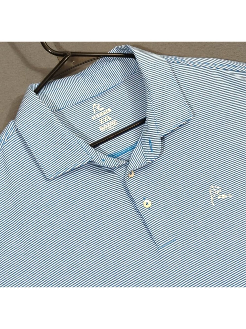 Rhoback Polo Shirt Men's XXL Blue Striped Short Sleeve Performance Stretch Golf